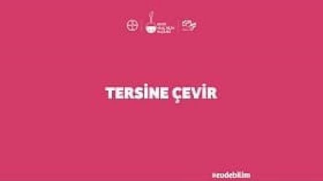 Pembe arka plan, ortada beyaz yazıyla "TERSİNE ÇEVİR" yazısı. Yazının üstünde çeşitli küçük logolar.